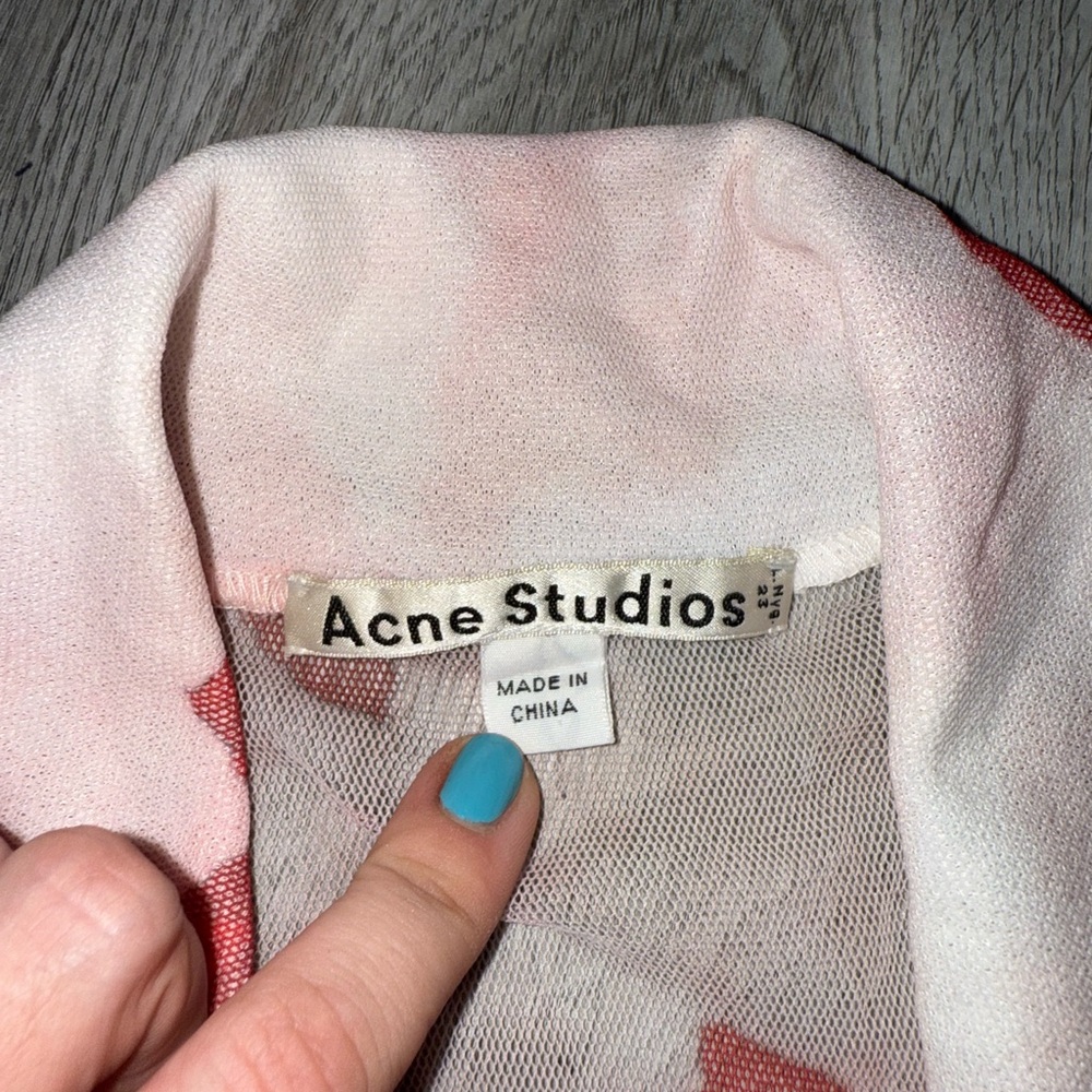 Acne Studios Sheer Red Floral Button-Up Blouse - Picture 5 of 5